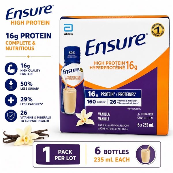 ENSURE HIGH PROTEIN 16G VANILLA 6 PK BB 06/26