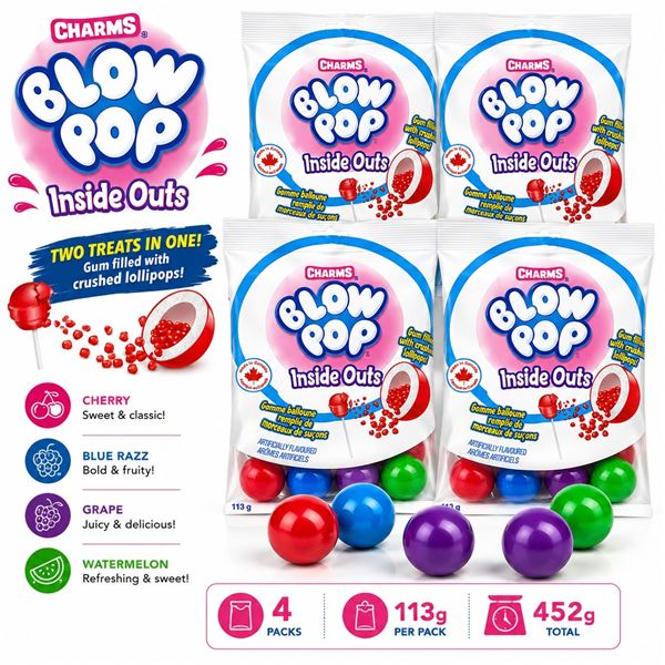 4 CHARMS BLOW POP INSIDE OUTS 113G BAGS