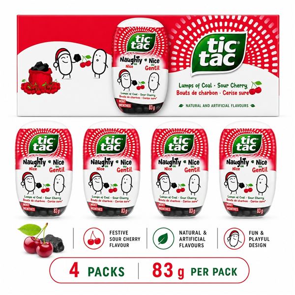4 TIC TAC NAUGHTY OR NICE SOUR CHERRY 83G BB