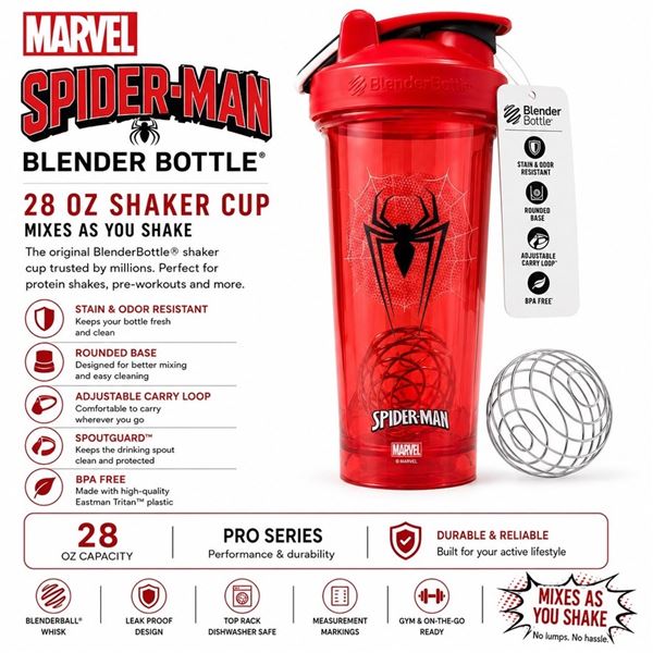 NEW MARVEL SPIDER-MAN BLENDER BOTTLE 28 OZ SHAKER