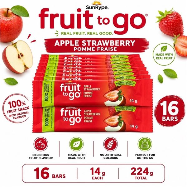 16 SUNRYPE FRUIT TO GO APPLE STRAWBERRY 14G 09/26