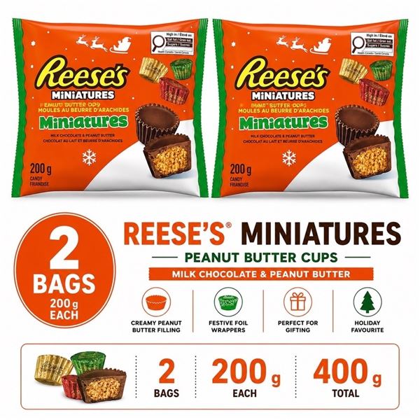 2 REESE'S MINIATURES PEANUT BUTTER CUPS 200G