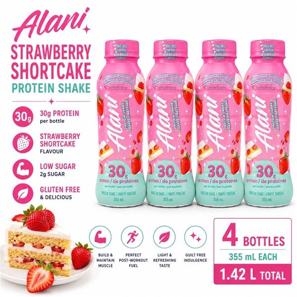 4 ALANI STRAWBERRY SHORTCAKE PROTEIN SHAKES BB