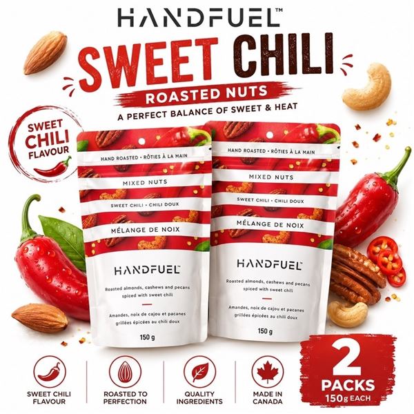 2 HANDFUEL SWEET CHILI MIXED NUTS 150G BB 10/26