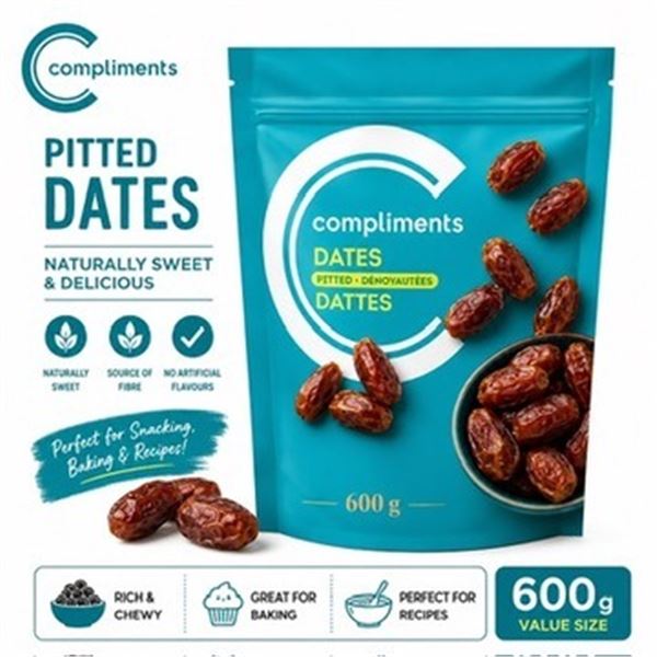 COMPLIMENTS PITTED DATES 600G BB 11/26
