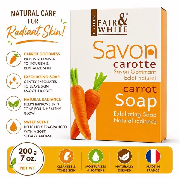 FAIR & WHITE PARIS CARROT SOAP BAR MADE IN FRANCE