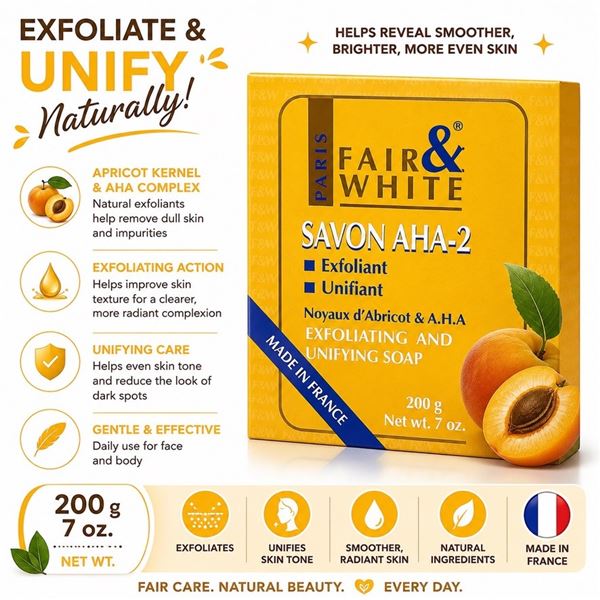 FAIR & WHITE AHA-2 EXFOLIATING SOAP MADE IN