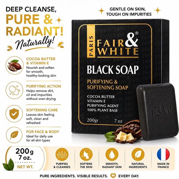 FAIR & WHITE BLACK PURIFYING SOAP MADE IN FRANCE