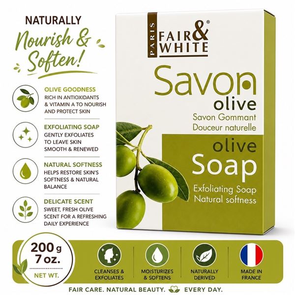 FAIR & WHITE PARIS OLIVE SOAP BAR MADE IN FRANCE