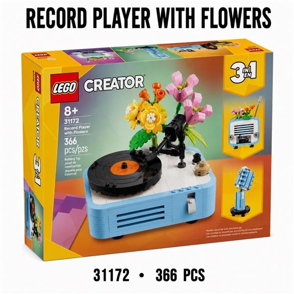 NEW LEGO CREATOR 3 IN 1 RECORD PLAYER WITH