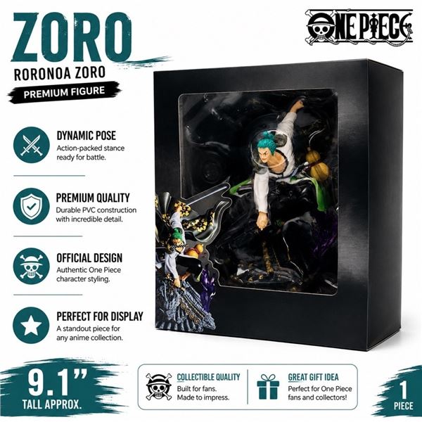 NEW ONE PIECE ZORO FIGURE 9.1IN