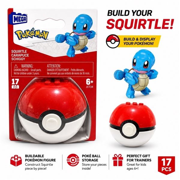 NEW POKEMON MEGA SQUIRTLE POKE BALL BUILD SET