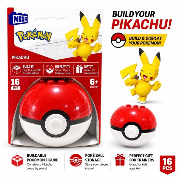 NEW POKEMON MEGA PIKACHU POKE BALL BUILD SET