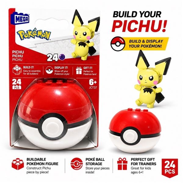 NEW POKEMON MEGA PICHU POKE BALL BUILD SET