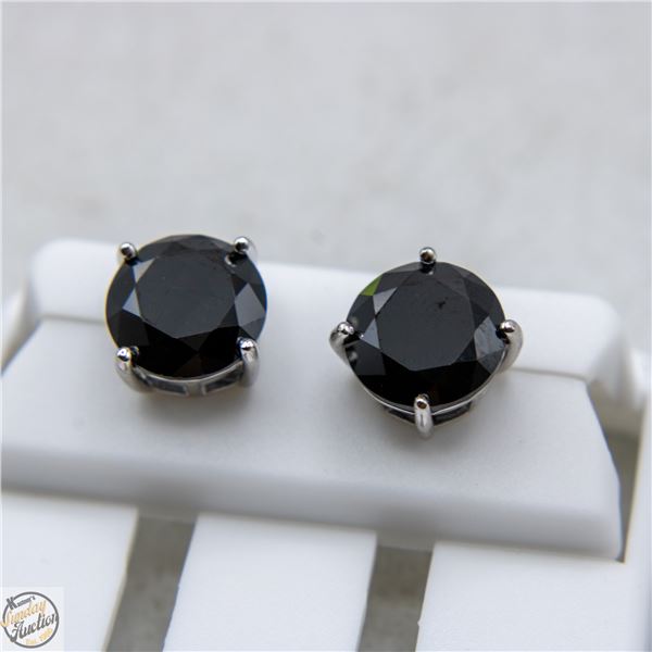 NEW SILVER PLATED EARRINGS WITH BLACK STONES