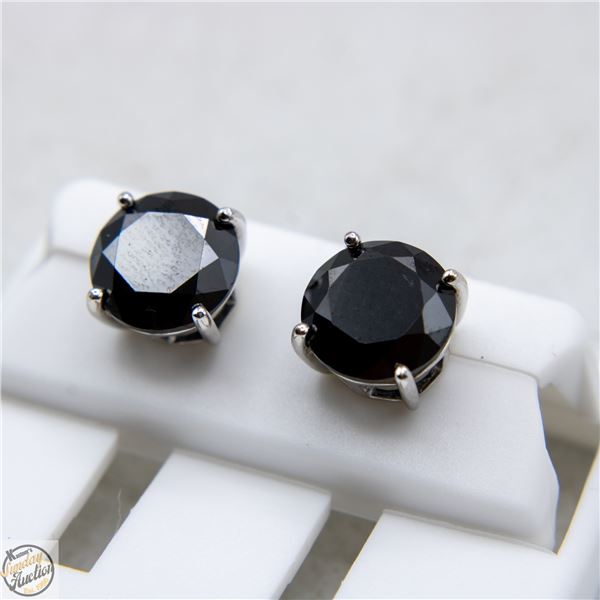 NEW SILVER PLATED EARRINGS WITH BLACK STONES