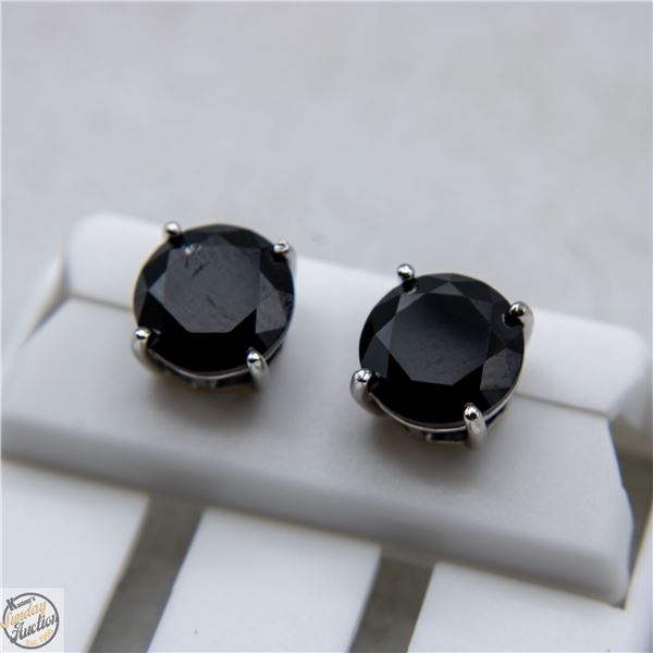 NEW SILVER PLATED EARRINGS WITH BLACK STONES