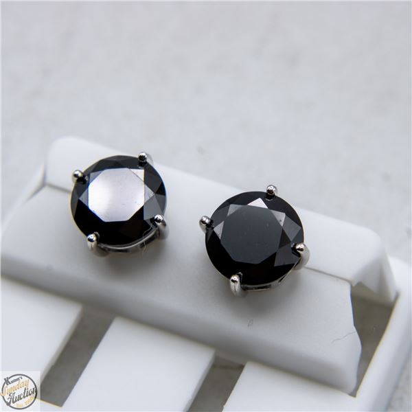 NEW SILVER PLATED EARRINGS WITH BLACK STONES