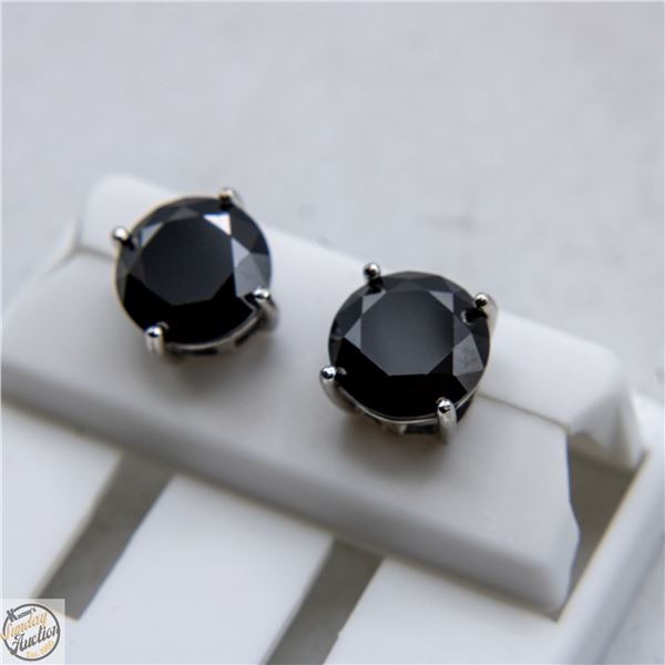 NEW SILVER PLATED EARRINGS WITH BLACK STONES