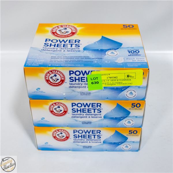 NEW 3 PACK OF ARM & HAMMER POWER SHEETS LAUNDRY