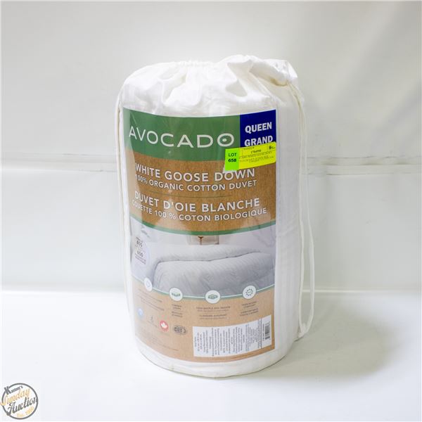 AVOCADO WHITE GOOSE DOWN COTTON DUVET QUEEN SIZE
