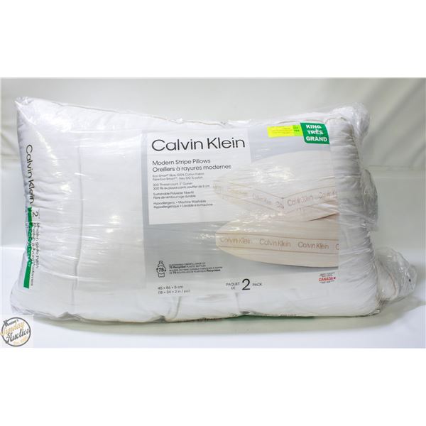 2 PK CALVIN KLEIN SOFT MODERN STRIPE PILLOWS KING