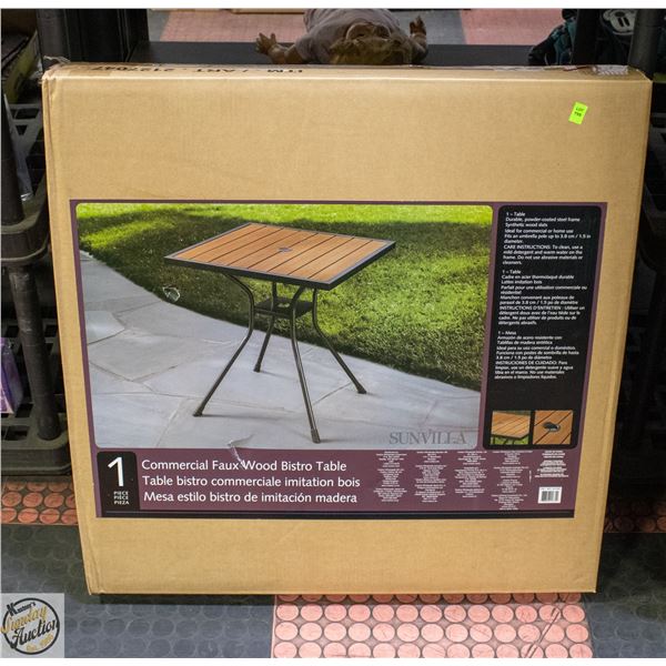 UNASSEMBLED IN BOX FAUX WOOD BISTRO TABLE