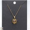 Image 1 : VINTAGE 14K GOLD FILIGREE TIGERS EYE NECKLACE