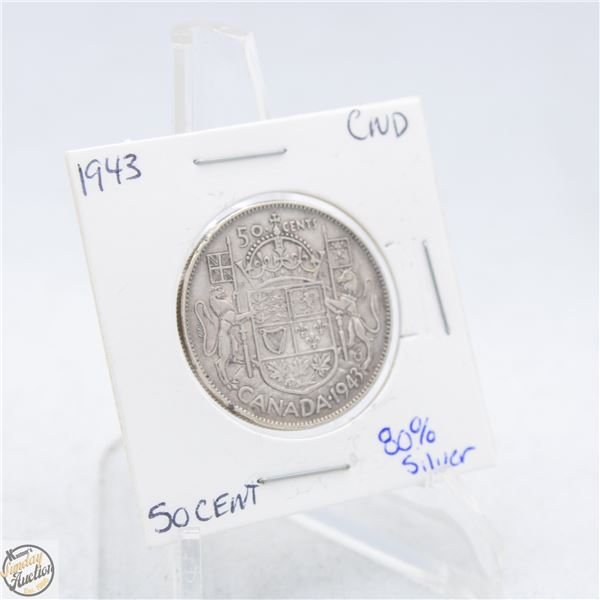 1943 CANADA 50 CENT COIN 80% SILVER