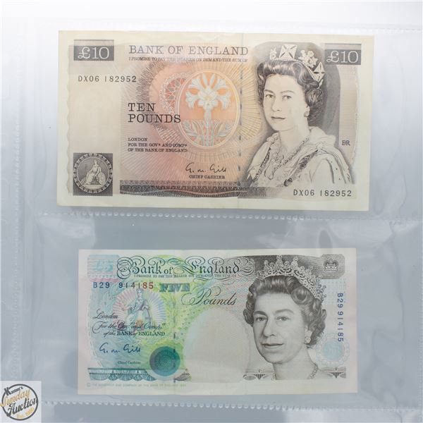 1975-1990 UNITED KINGDOM 10 POUND AND 5 POUND