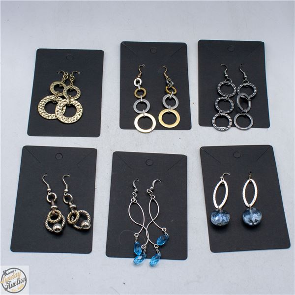 LOT OF 6 VARIOUS STYLE EARRINGS