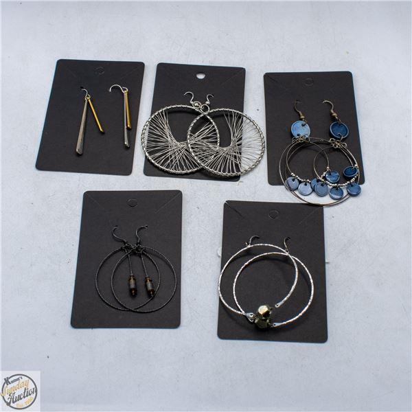 LOT OF 5 VARIOUS STYLE EARRINGS