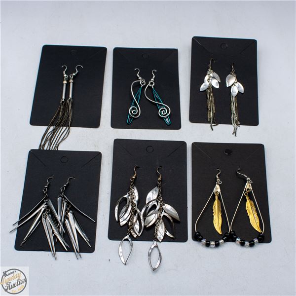 LOT OF 6 VARIOUS STYLE EARRINGS