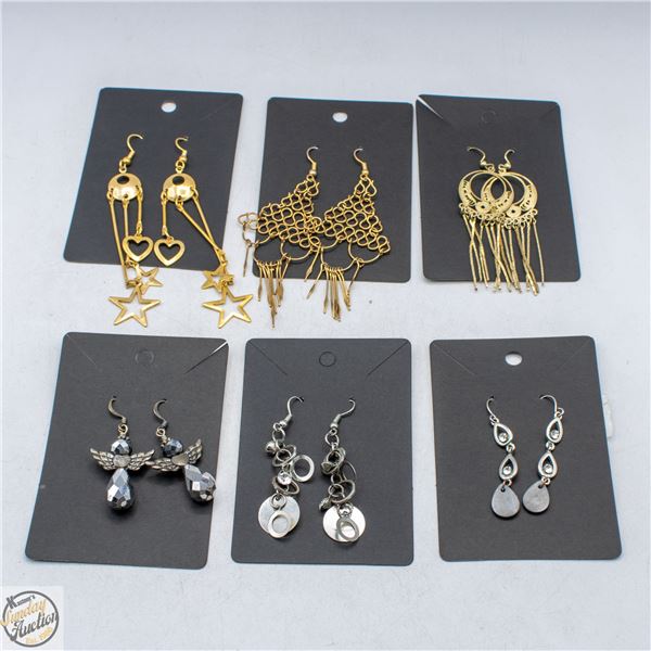 LOT OF 6 VARIOUS DANGLE EARRINGS