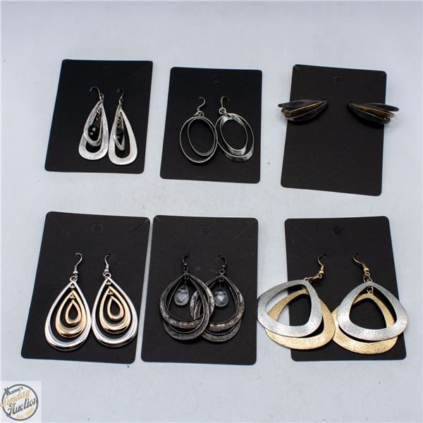 LOT OF 6 VARIOUS DANGLE EARRINGS