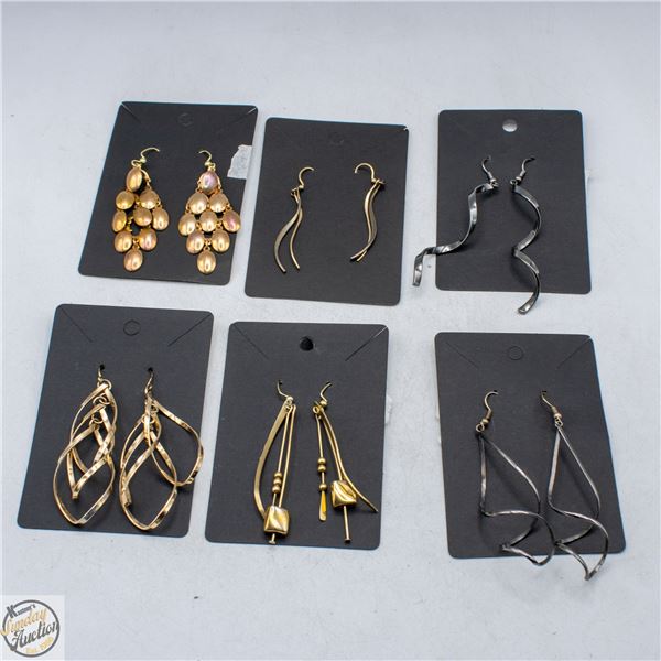 LOT OF 6 VARIOUS DANGLE EARRINGS
