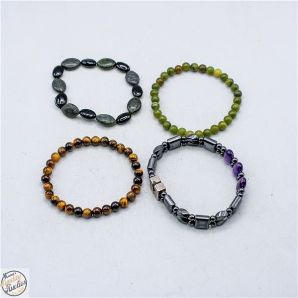 VARIOUS BEADED & STONE BRACELETS