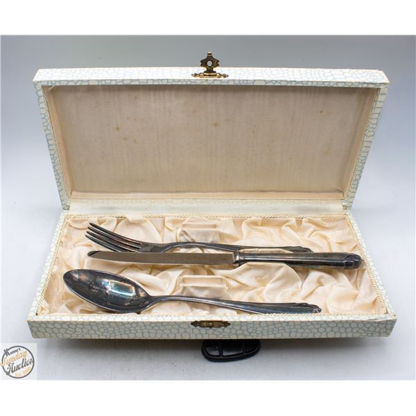 VINTAGE BRUCKMANN FORK,KNIFE,SPOON GERMAN SILVER P