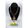 Image 1 : LARGE ROSE GOLD TONE LEAF PENDENT NECKLACE THICK
