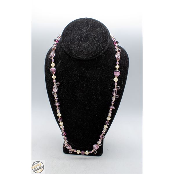 PURPLE BLOWN GLASS EYEGLASS NECKLACE