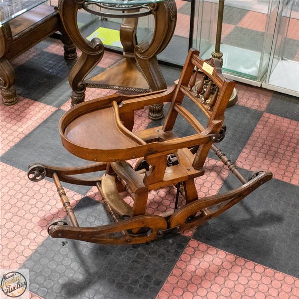 VICTORIAN HIGH CHAIR CONVERTS TO LOW CHAIR &
