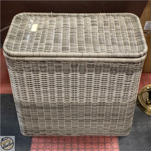 WICKER LAUNDRY HAMPER 23.5" X 15" X 26"