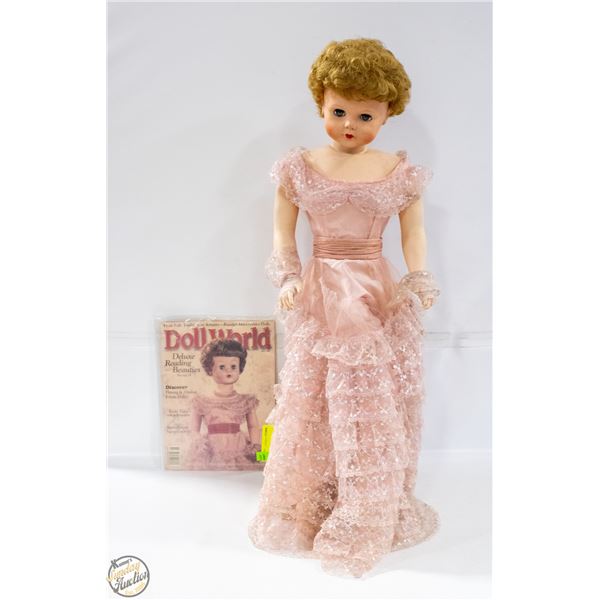 VINTAGE RUSSIAN DOLL + 1998 DOLL WORLD MAGAZINE