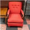 Image 1 : 1950'S RED UPHOLSTERED LADIES LOUNGE CHAIR +