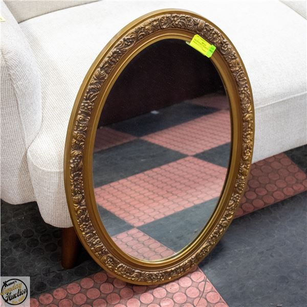 ORNATE FLORAL FRAMED OVAL MIRROR 19.5" X 27.5"