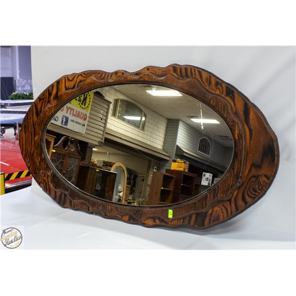 VINTAGE WOOD FRAMED MIRROR 22" X 43.5"