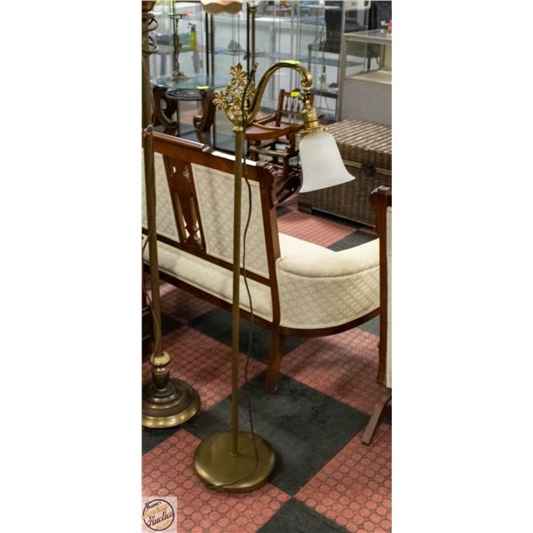 VINTAGE BRASS BASED ADJUSTABLE READING LAMP WITH