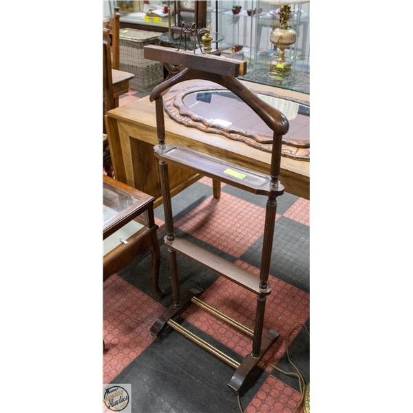 WOOD & BRASS VINTAGE CLOTHING VALET MADE IN ITALY