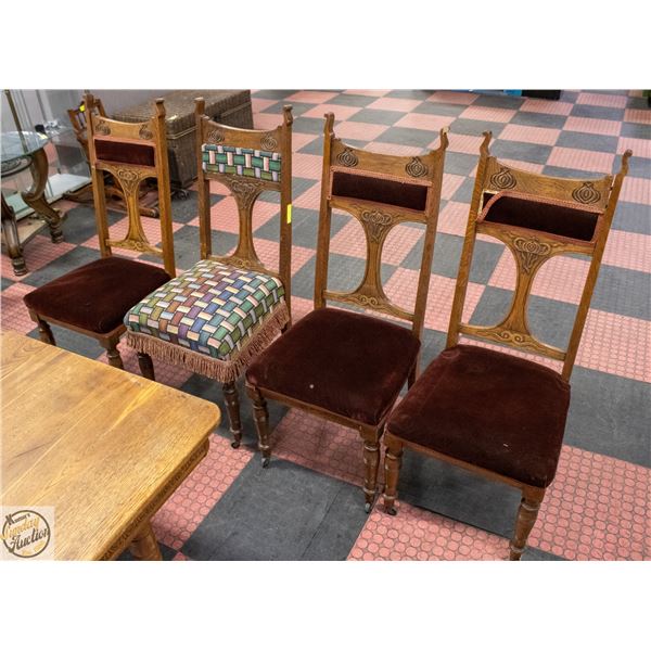 4 OAK WOODEN DINING ROOM CHAIRS