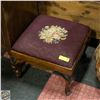 Image 1 : CROSS STITCHED UPHOLSTERED FOOT STOOL